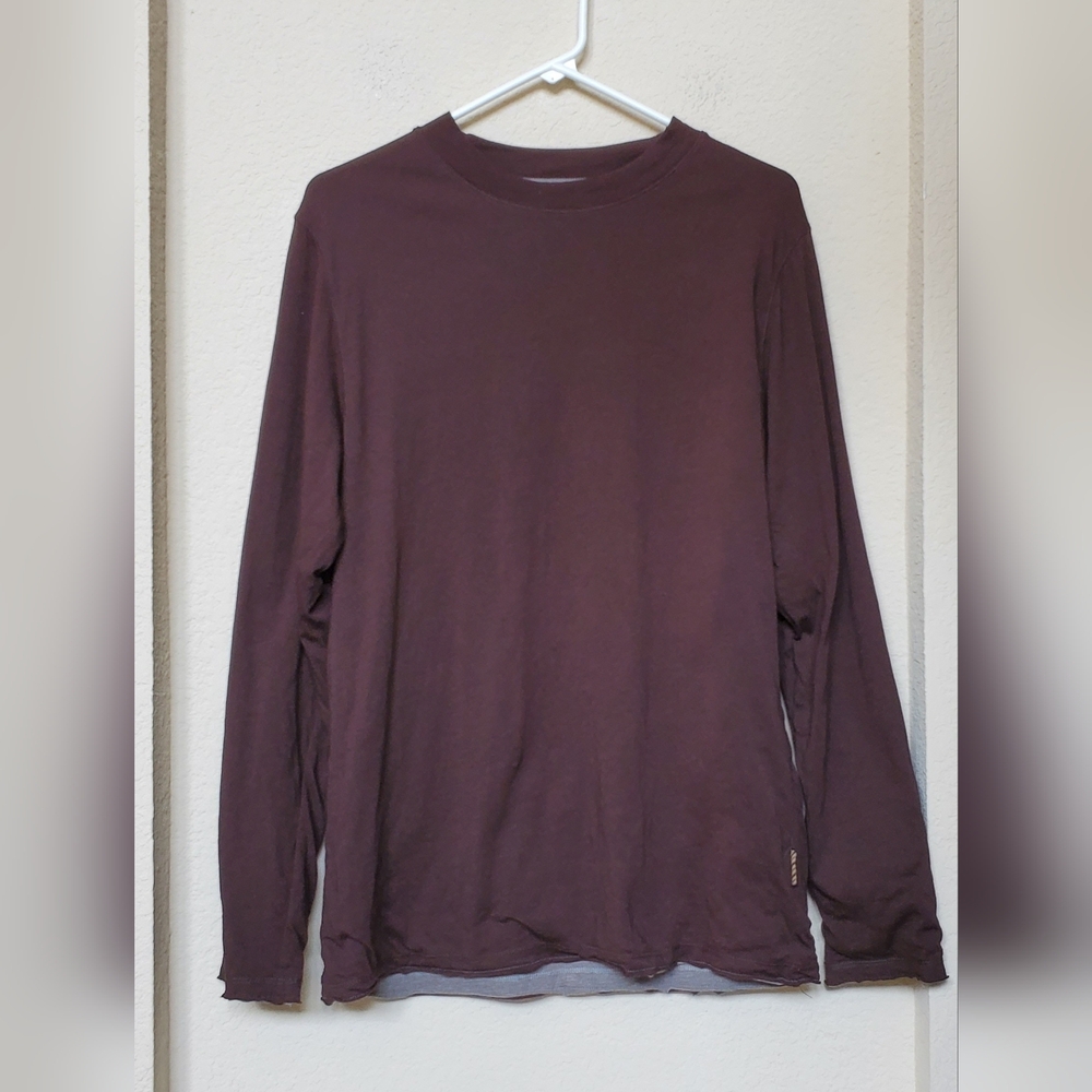 Billy Reid Long Sleeve Tee in Deep Purple.  Size Medium